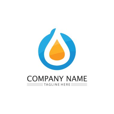 dalga simgesi ve su damlası vektör çizim logo işi