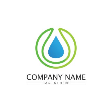 dalga simgesi ve su damlası vektör çizim logo işi