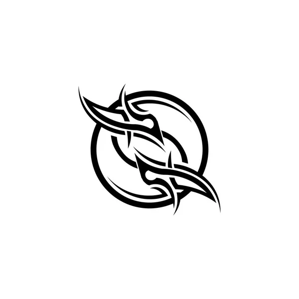 Logotipo Design Ilustração Vetor Ícone Tatuagem Tribal Clássico Preto Étnico — Vetor de Stock