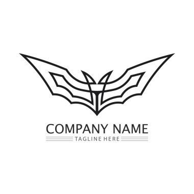 Yarasa logosu hayvan ve vektörü, kanatlar, siyah, cadılar bayramı, vampir, gotik, illüstrasyon, tasarım yarasa simgesi