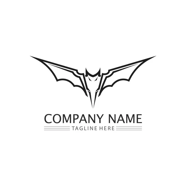 Logotipo Morcego Animal Vetor Asas Preto Halloween Vampiro Gótico Ilustração — Vetor de Stock