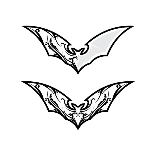 Batman Logotyp Djur Och Vektor Vingar Svart Halloween Vampyr Gotiska — Stock vektor
