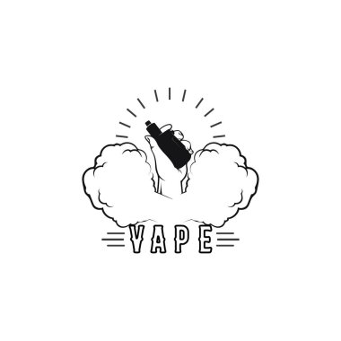 vape ve buhar logosu duman vektörü ve buharlaştırma cihazı ve yaşam tarzı modern sigara için tasarım ayarla