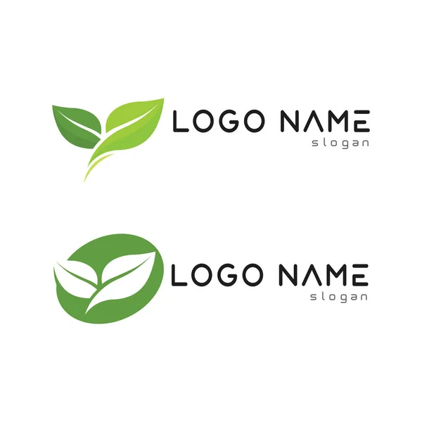 Leaf Och Natur Tree Logo För Business Vector Green Plant — Stock vektor