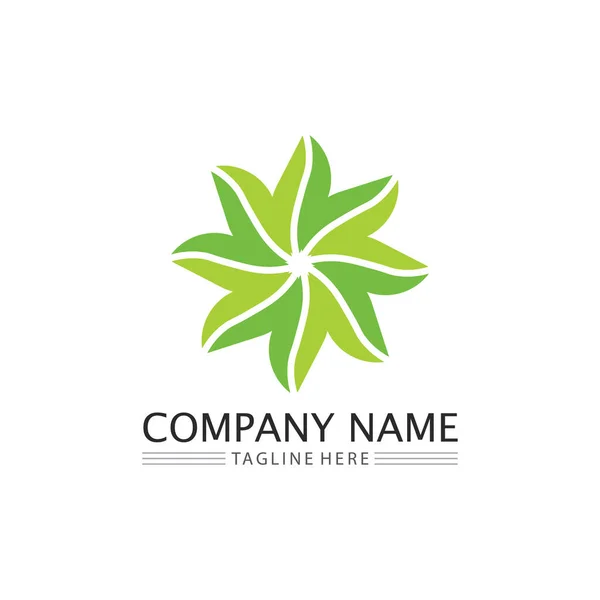 Logo Leaf Nature Tree Vettore Impresa Ecologia Verde Progettazione Icona — Vettoriale Stock