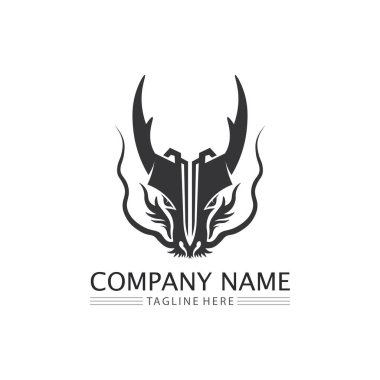 Dragon Design logo vektör simgesi çizim logo şablonu fantezi hayvanları