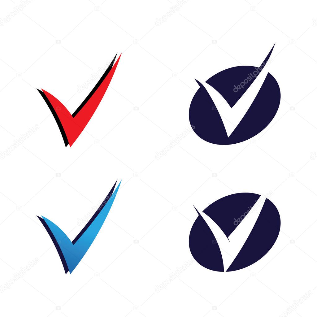 V Letter Logo and checklist Template vector icon illustration