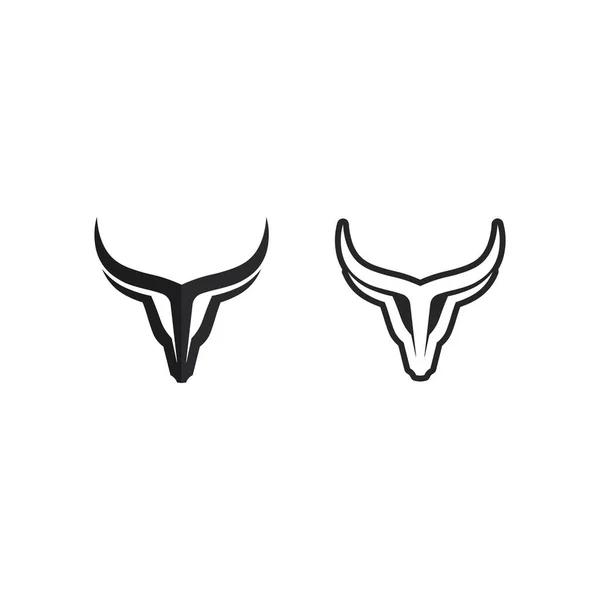 Bull Horn Och Buffel Huvud Djur Maskot Logotyp Design Vektor — Stock vektor