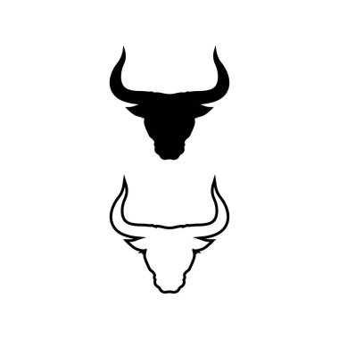Boğa logosu ve boynuz logo simgesi kalkanı