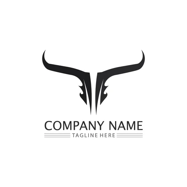 Bull Logo Horn Badges Logo Icon Shield — Stock Vector