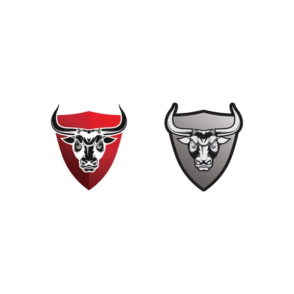 Bull Logo Horn Badges Logo Icon Shield — Stock Vector