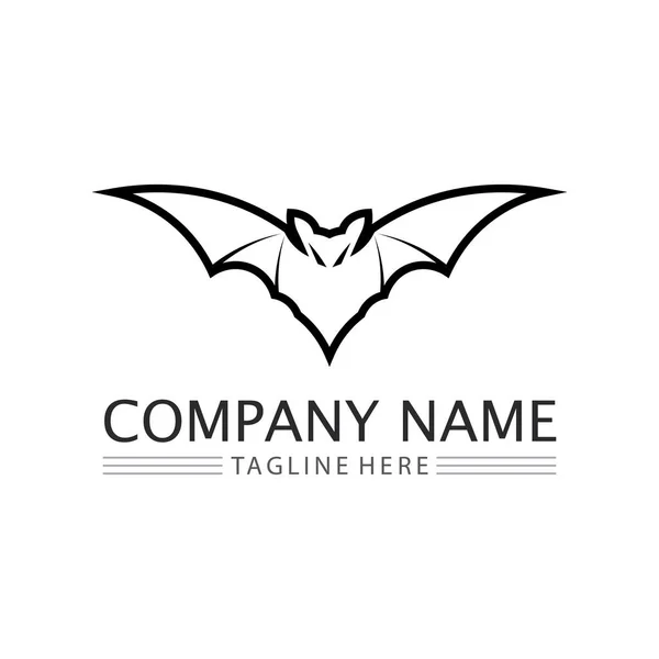 Pipistrello Vettoriale Icona Logo Modello Illustrazione Design — Vettoriale Stock