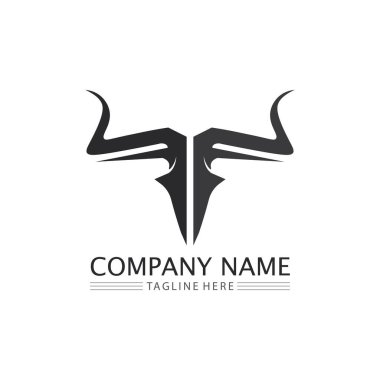  Boğa logosu ve inek boynuzu logo simgesi vektörü