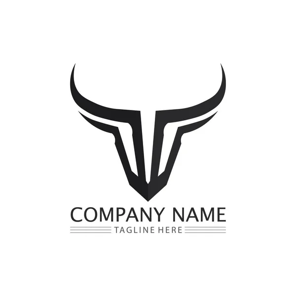 Logotipo Del Toro Insignias Cuerno Vaca Logo Vector — Vector de stock