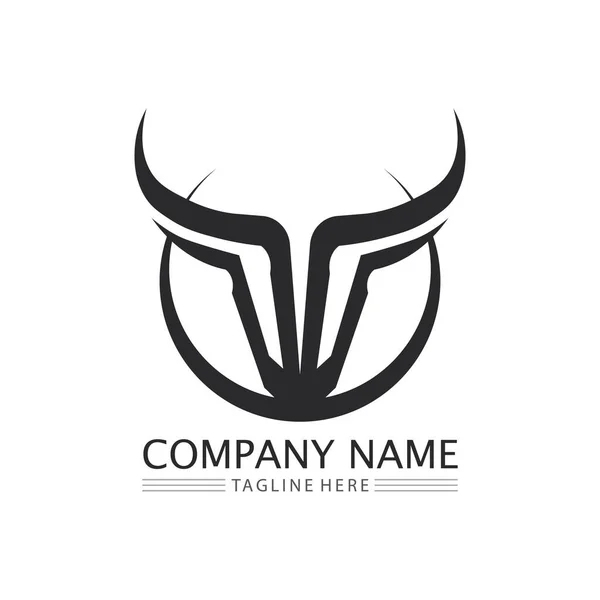 Logo Del Toro Distintivo Del Corno Mucca Logo Icona Vettoriale — Vettoriale Stock