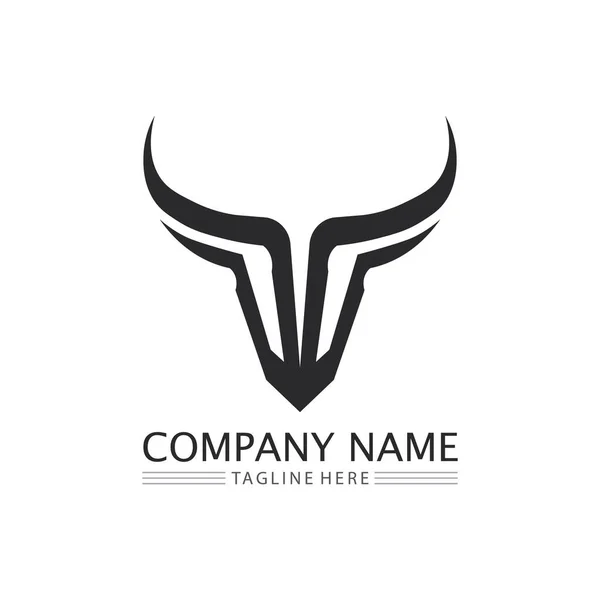 Logotipo Del Toro Insignias Cuerno Vaca Logo Vector — Vector de stock