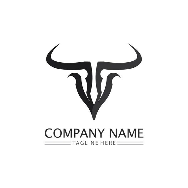 Bull Logo Corno Simbolo Modello Vettoriale Icone App — Vettoriale Stock