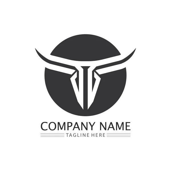 Bull Chifre Logotipo Símbolo Modelo Vetor Ícones App — Vetor de Stock
