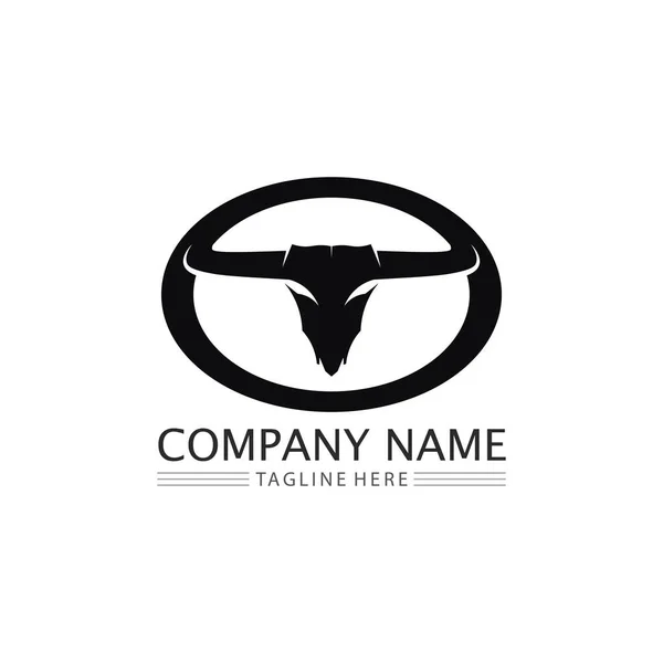 Bull Horn Logo Symbol Template Vector Icons App — Stock Vector