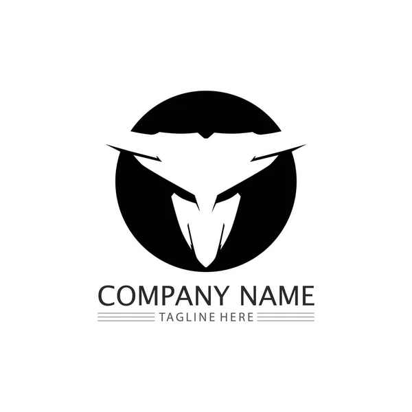Abstrakcyjne Logo Byka Tarczy Ikona Logo Rogów — Wektor stockowy
