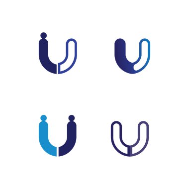 İlk harf U logo işi ve dizayn simgesi vektörü