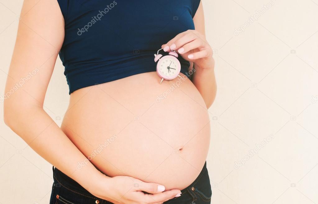 cute belly of pregnant helthy woman 