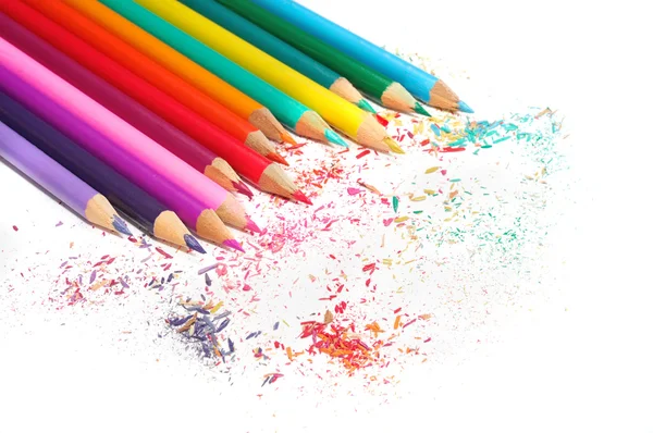 Színes ceruzák készlet elszigetelt fehér alapon — Stock Fotó