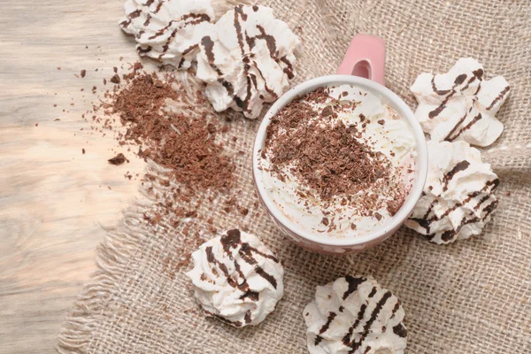 Hot cocoa drink with chocolate — Stock Photo, Image