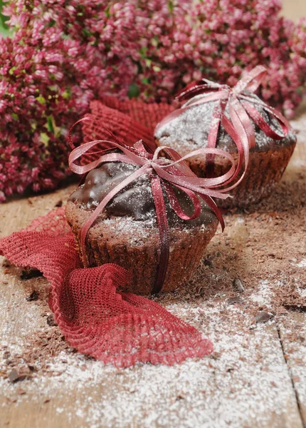 Chocolate cupcakes for Christmas — Stock Photo, Image