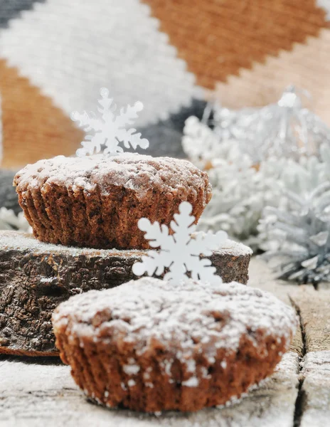 Sweet chocolate muffins for Christmas — Stock Photo, Image