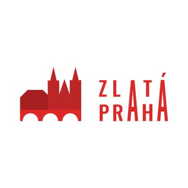 Prag 'ın vektör ikonu. Prag logosu, Çek. Şehrin kırmızı amblemi. Prag 'ın grafiksel çizimi. 