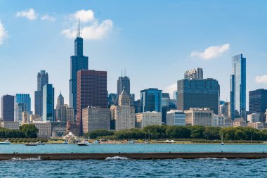 Chicago 'nun gökdelenleri, Michigan Gölü üzerindeki gökdelenler, Chicago, Illinois, ABD