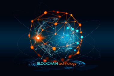 Blockchain hologram çizimi. Kripto para ve dijital para kavramı. 3d oluşturma