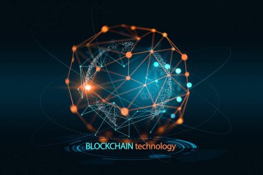 Blockchain hologram çizimi. Kripto para ve dijital para kavramı. 3d oluşturma