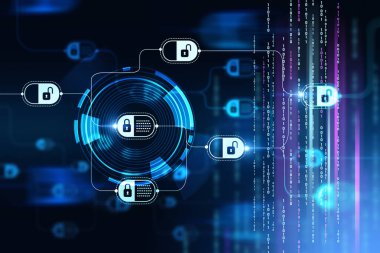 Blockchain hologram çizimi. Kripto para ve dijital para kavramı. 3d oluşturma