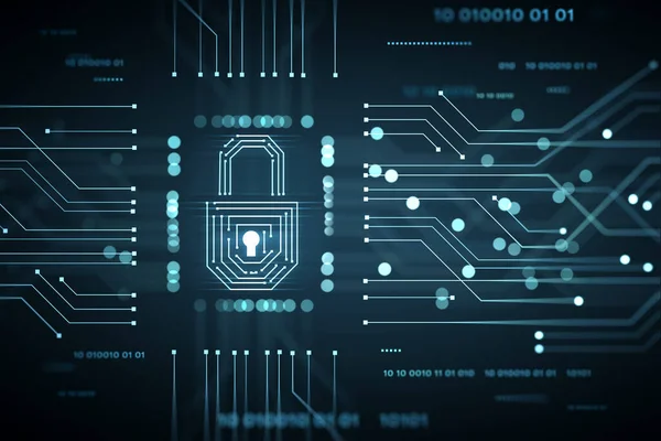 Kunci konsep perlindungan teknologi data keamanan. Rendering 3d — Stok Foto