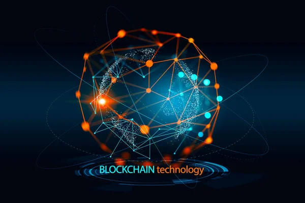 Blockchain hologram illustration. Concept of cryptocurrency and digital money. 3d rendering Royalty Free Stock Photos