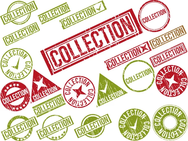Collection of 22 red grunge rubber stamps with text "COLLECTION" — Stock Vector