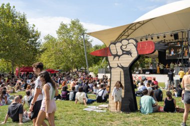 Barselona, İspanya, 28 Eylül 2022: vegan festivali. Yüksek kalite fotoğraf