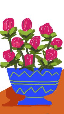 Beyaz arka planda güller olan vazo. Mecazi resim. Yüksek kalite fotoğraf