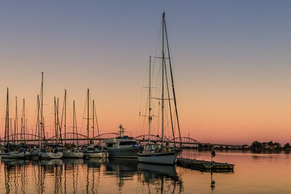 Image Marina Full Boats Sunset — Stock Photo, Image