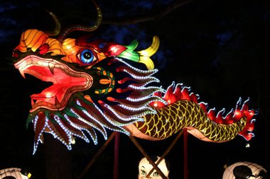 Cleveland, Ohio 4 Ağustos 2019: Asya Fener Festivali Cleveland Metroparks Hayvanat Bahçesinde sergileniyor.