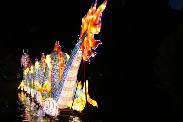 Cleveland Ohio Agosto 2019 Asian Lantern Festival Chinese Dragon Exibição — Fotografia de Stock