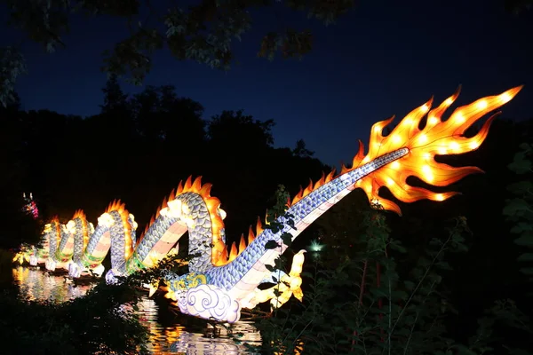 Cleveland Ohio Agosto 2019 Asian Lantern Festival Chinese Dragon Exibição — Fotografia de Stock