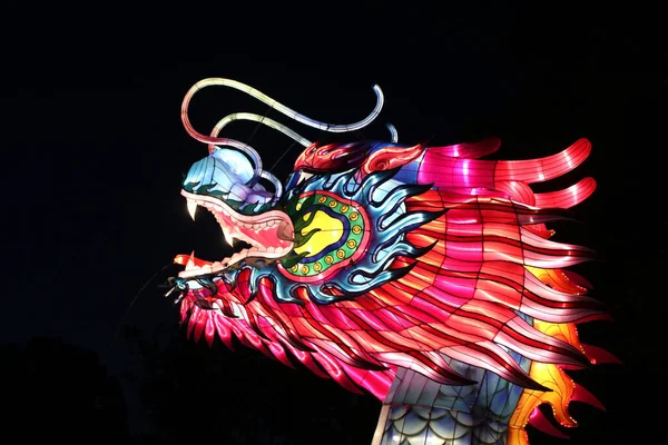 Cleveland Ohio Agosto 2019 Asian Lantern Festival Chinese Dragon Exibição — Fotografia de Stock