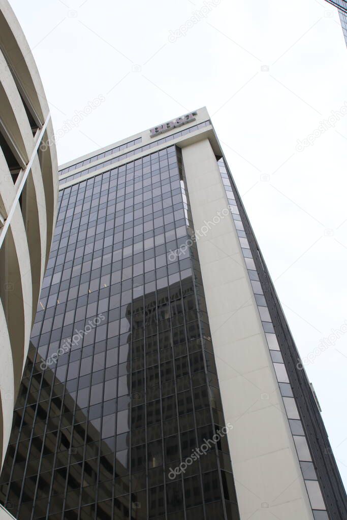 Charlotte, NC-USA March 17, 2020The BB&T Center is a 300 feet (91 m) tall office skyscraper in Charlotte, North Carolina. It was built in 1975 and has 22 floors.