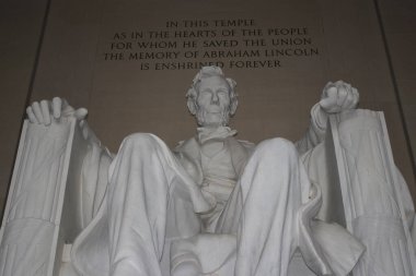 Washington, DC / ABD 8 Mart 2019: Lincoln Memorial 'daki Abraham Lincoln anıtı.