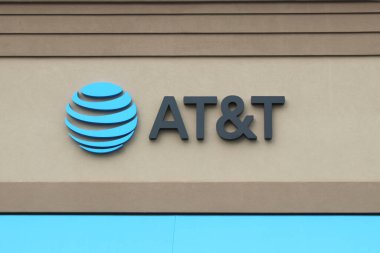 Columbus, OH / USA 10 Nisan 2019: AT & T Communications, LLC, AT & T 'nin kablosuz, dijital televizyon, uydu televizyonu, sabit hat telefonu, cep telefonu hizmetlerine odaklanan bir bölümüdür..