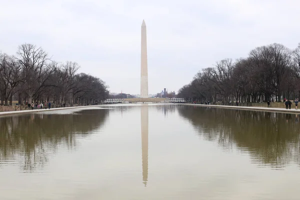 Washington Usa Marts 2019 Washington Monument Reflekterende Pool Washington Usa - Stock-foto