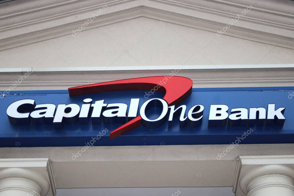 Silver Springs, MD/USA March 7, 2019: Capital One bank open in1988, employs over 50,000 people in US and abroad with $21.4 billion revenue reported in 2012.
